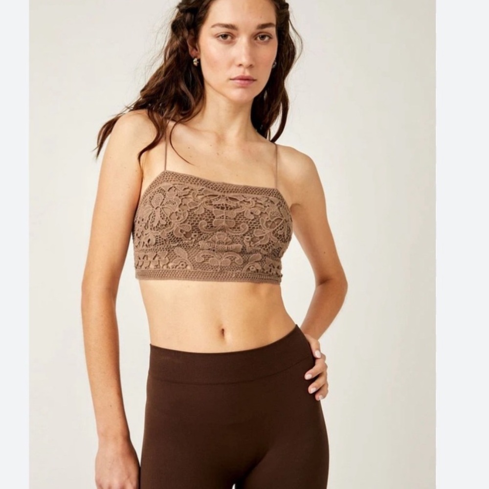 FP Movement by Free People Brown Lace Crop Top
